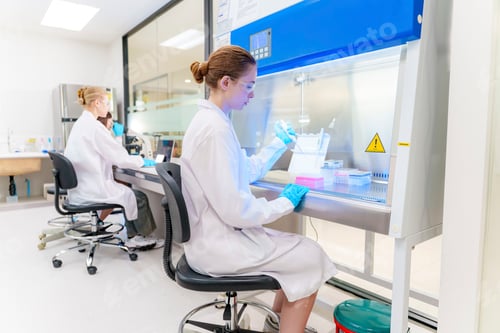 Preview: Scientists conduct research in a modern laboratory on a weekday morning