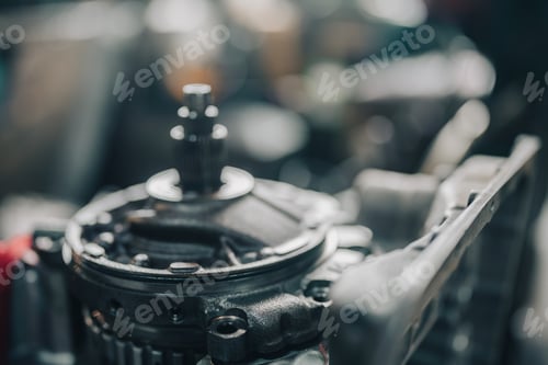 Preview: Steampunk texture, background with mechanical parts, gear wheels Stylized of a steampunk mechanical