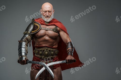 Preview: Bald bearded gladiator of mature age