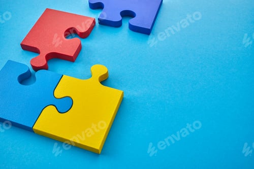 Preview: Color puzzle symbol of public awareness for autism spectrum disorder. World Autism Awareness Day.