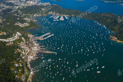 Preview: Sai Kung, Hong Kong 29 November 2019: Top view of yacht club