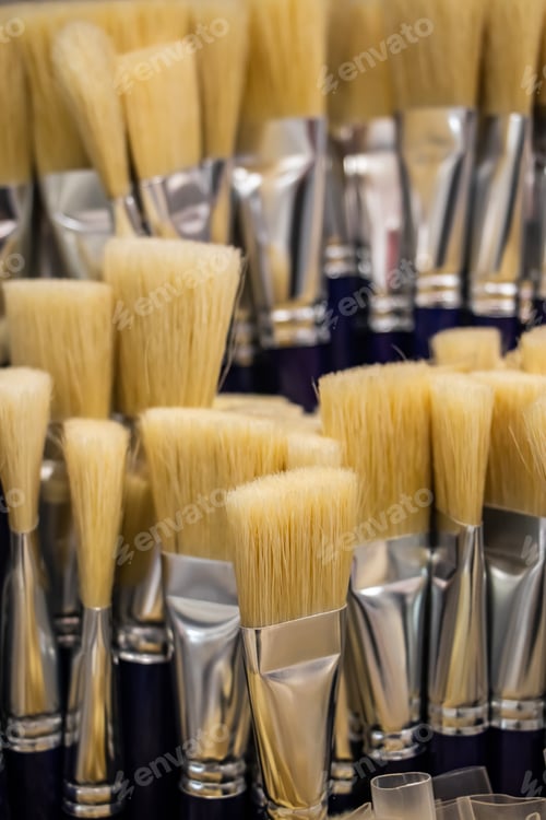 Preview: Art brushes for painting from natural bristles. Tools of the artist