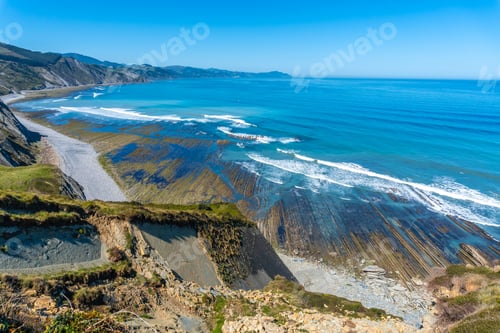 Preview: Beautiful coastal landscape near the flysch of Zumaia, Gipuzkoa. Basque Country