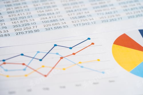 Preview: Spreadsheet table paper with pencil. Finance development, Banking Account,