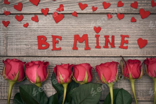 Preview: Valentine's day decoration on wooden desks