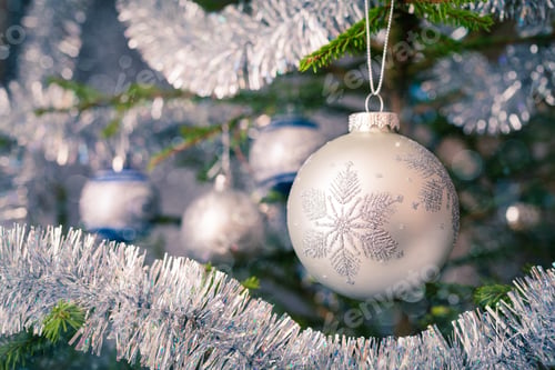 Preview: Christmas-tree decoration bauble on decorated Christmas tree bac