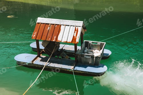 Preview: Closeup of aerator oxygen enrichment aquacultural equipment