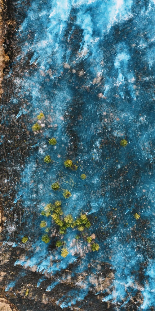 Preview: Aerial View. Spring Dry Grass Burns During Drought Hot Weather. Bush Fire And Smoke In Deforestation