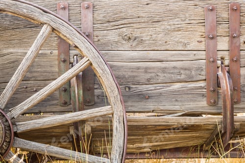 Preview: Abstract of Vintage Antique Wood Wagon Parts.