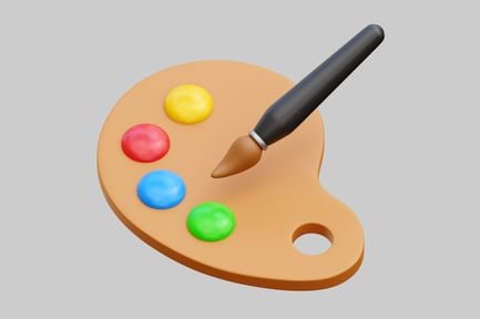 Preview: Artist's Palette With Paintbrush And Vibrant Colors