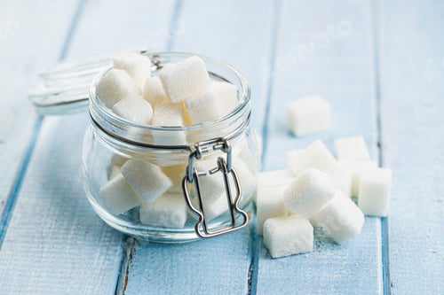 Preview: Sweet white sugar cubes.