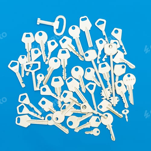 Preview: many keys on a blue background. Minimal art style