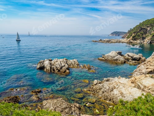 Preview: View of the sea with emerald green water near Palamos, Catalonia