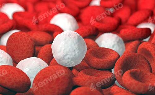 Preview: red and white blood cells, 3D illustration