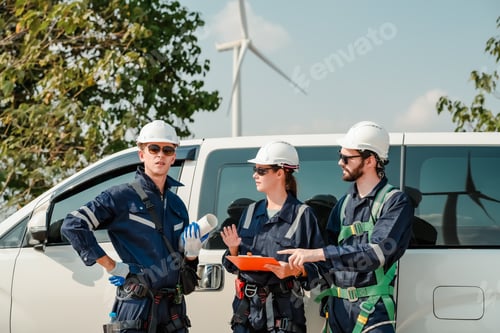Preview: technician engineer working on wind turbine industry technology for sustainable environment