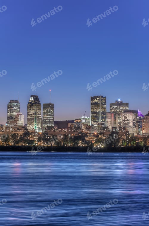 Preview: 54885,Montreal city skyline lit up at night, Quebec, Canada