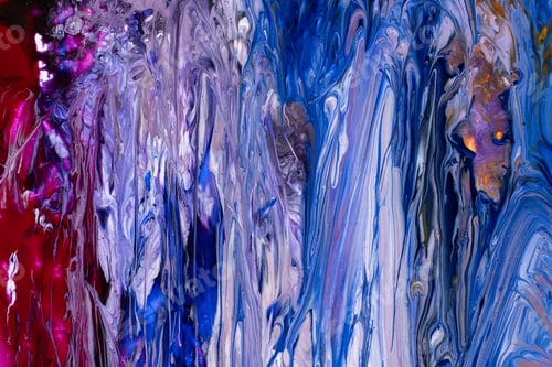 Preview: Abstract Liquid Art Paint Background in Blue, Red