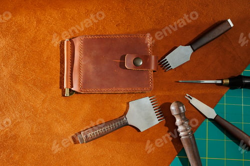 Preview: Production of handicrafts from genuine leather. Tools for making leather goods and pieces