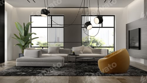 Preview: Living Room Interior with Modern Furniture and Decor