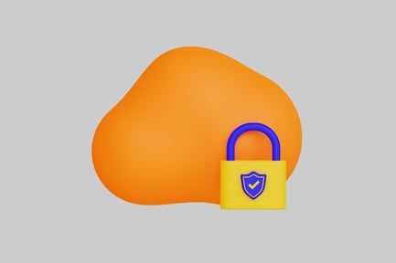 Aperçu: Blob orange avec cadenas jaune