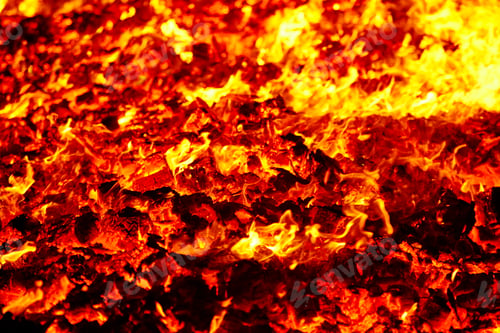 Preview: Fire volcano incandescent material. Hot charcoal bonfire. Carbon emissions