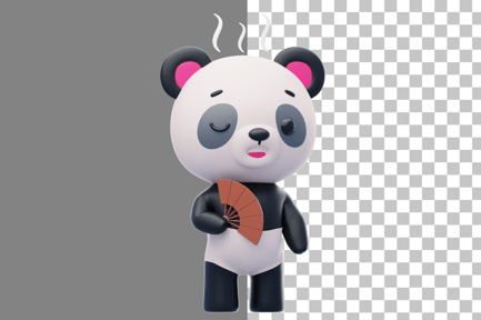 Preview: Panda Feeling Hot 3D Illustration