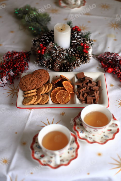 Preview: Christmas tea party. Tea ceremony. Food