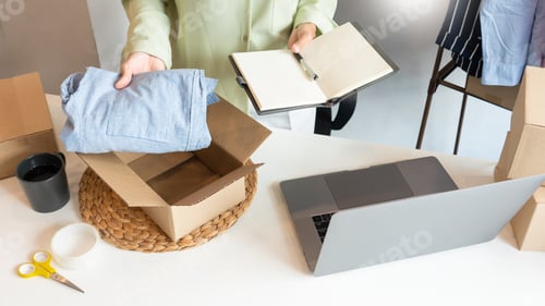 Preview: Online small business entrepreneur merchants working at store preparing products to deliver to custo