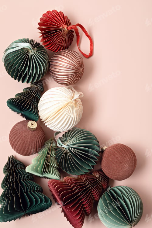 Preview: Scandinavian christmas paper honeycomb ornaments. Modern christmas decoration