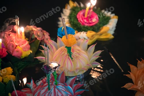 Preview: Loy Krathong festival, People buy flowers and candle to light and float on water to celebrate
