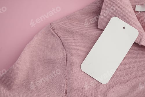 Preview: Soft pink clothing with a tag on a simple background