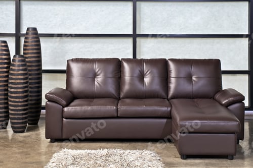 Preview: Brown Couch in Modern Living Room Setting