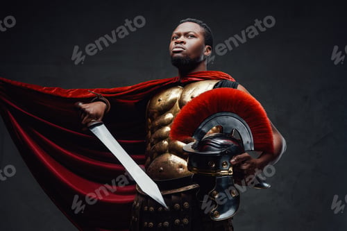 Preview: Roman soldier with red cloak and golden armor