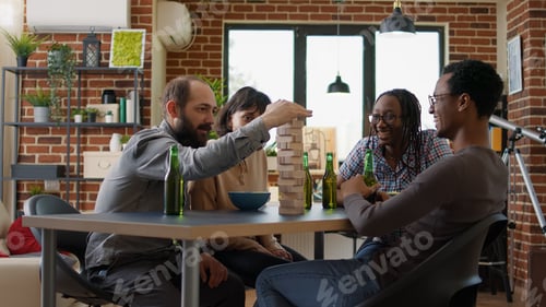 Preview: Diverse group of friends having fun with game activity