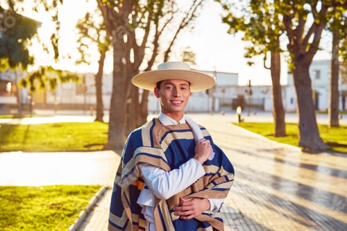 Preview: latin american young adult wearing chilean huaso costume