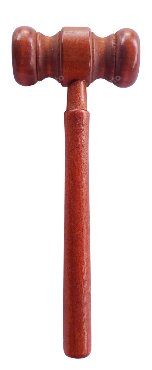 Preview: Single wooden gavel isolated on a white background,