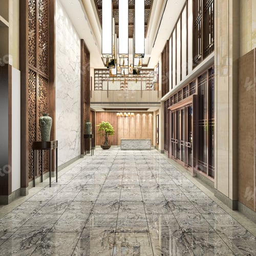 Preview: 3d rendering luxury hotel reception hall and lounge restaurant