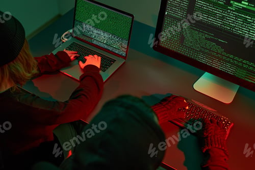 Preview: Cyber war. Hackers breaking security. Anonymous people access sensitive data. Cyber attack. Coding