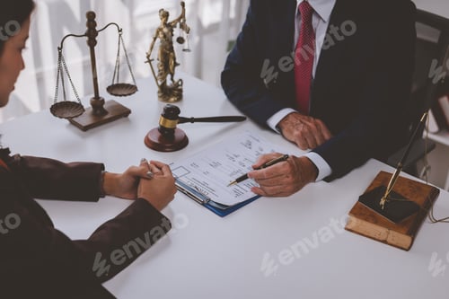 Preview: Lawyer advising client during a legal consultation