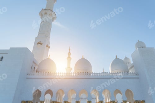 Preview: Sheikh Zayed Grand Mosque Center, Abu Dhabi in United Arab Emirates or UAE. Muslim building.