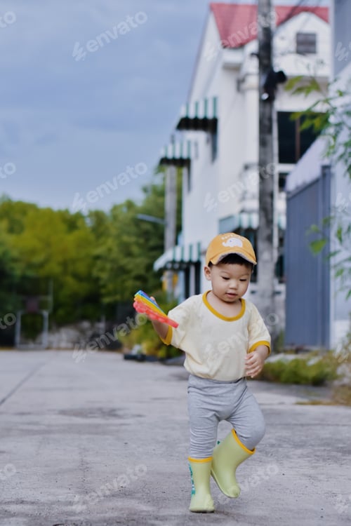 Preview: Cute Boy playing in the park, Sweet Little baby boy enjoying