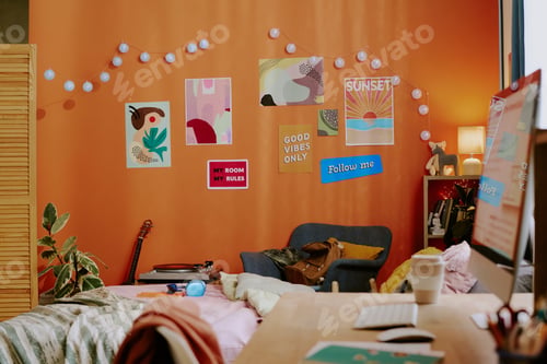 Preview: Modern Teenagers Bedroom In Daylight