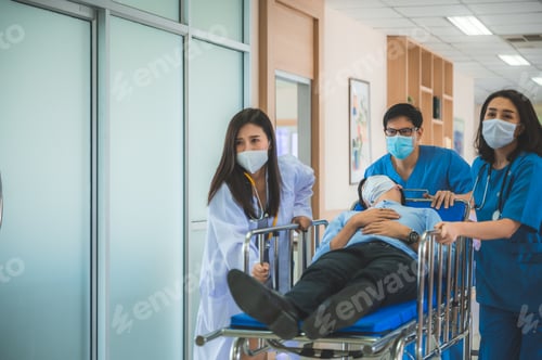 Preview: Emergency Department: Doctors and Nurses moving Seriously Injured Unconcious Patient