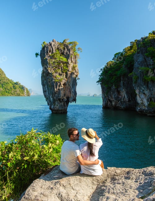 Preview: James Bond Island Phangnga Bay Thailand, couple visit the Island near Phuket Thailand