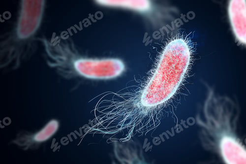 Vivid Microscopic View of Bacteria Cells Floating