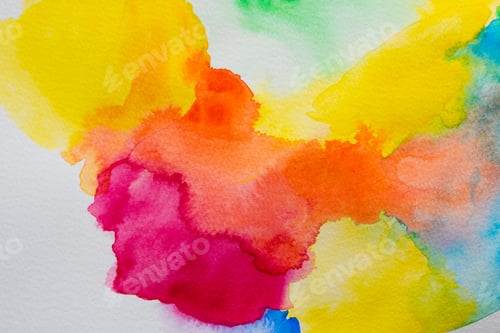 Preview: Abstract Watercolor Painting with Yellow, Pink, Orange