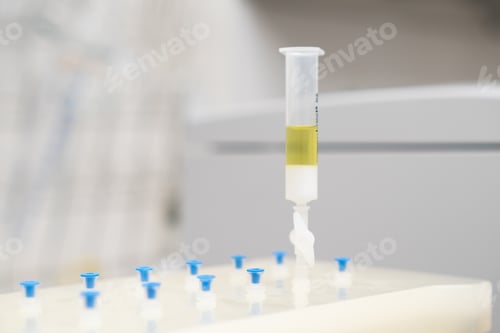 Preview: Vacuum Solid Phase extraction SPE manifold with catridge for sample preparation