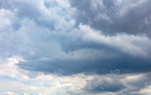 Preview: Cloud on blue sky background. Fluffy cumulus white and grey color cloudscape