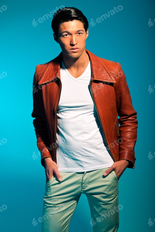 Preview: Asian Man Casual Dressed. Summer Fashion. Studio Shot.