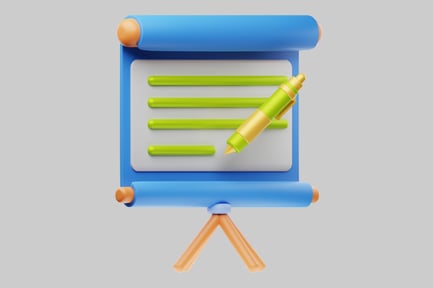 Preview: Blue scroll-like object with white center and green pen